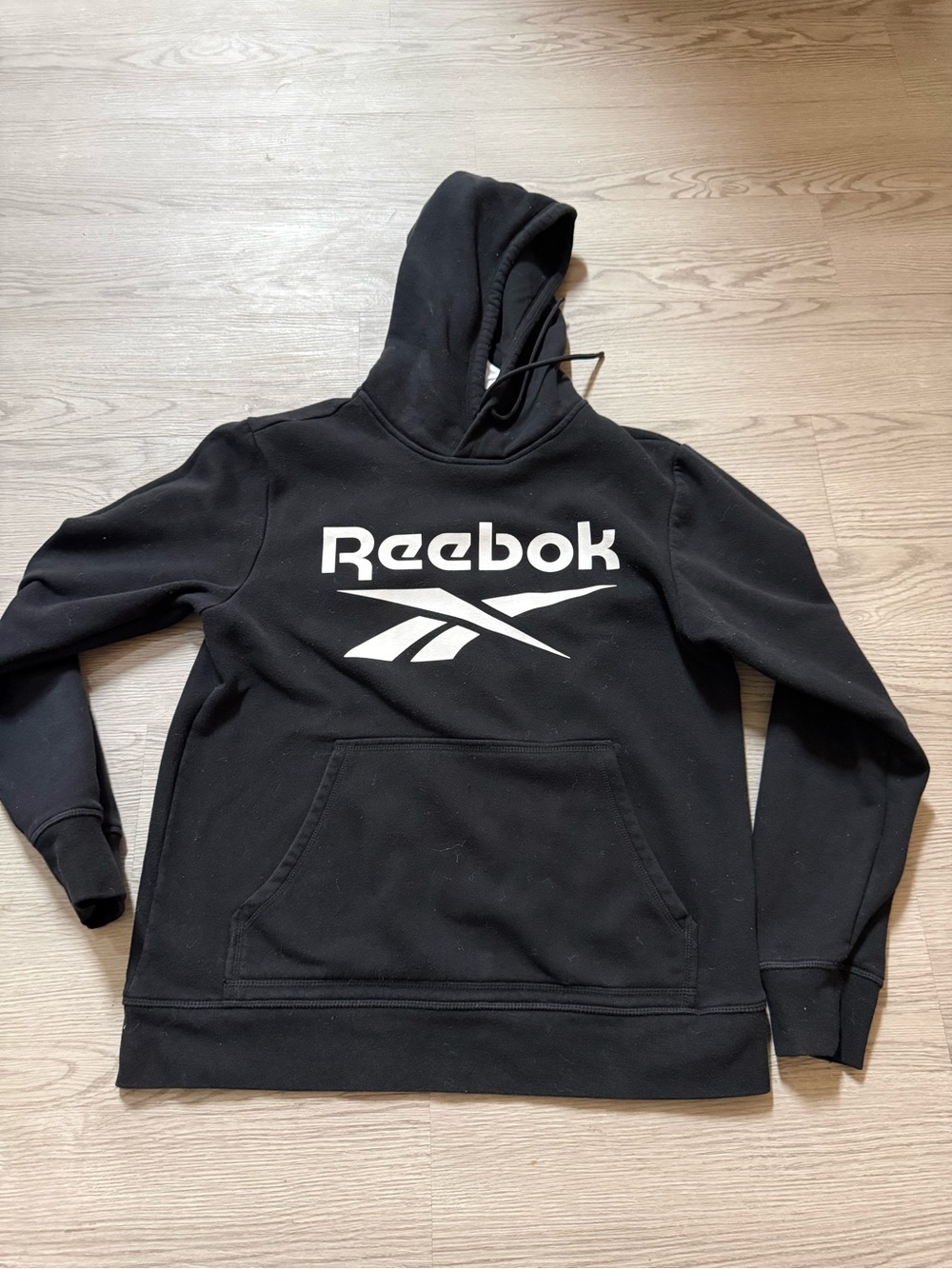 Black Reebok Pullover Hoodie with A White Vector Logo Size S/P